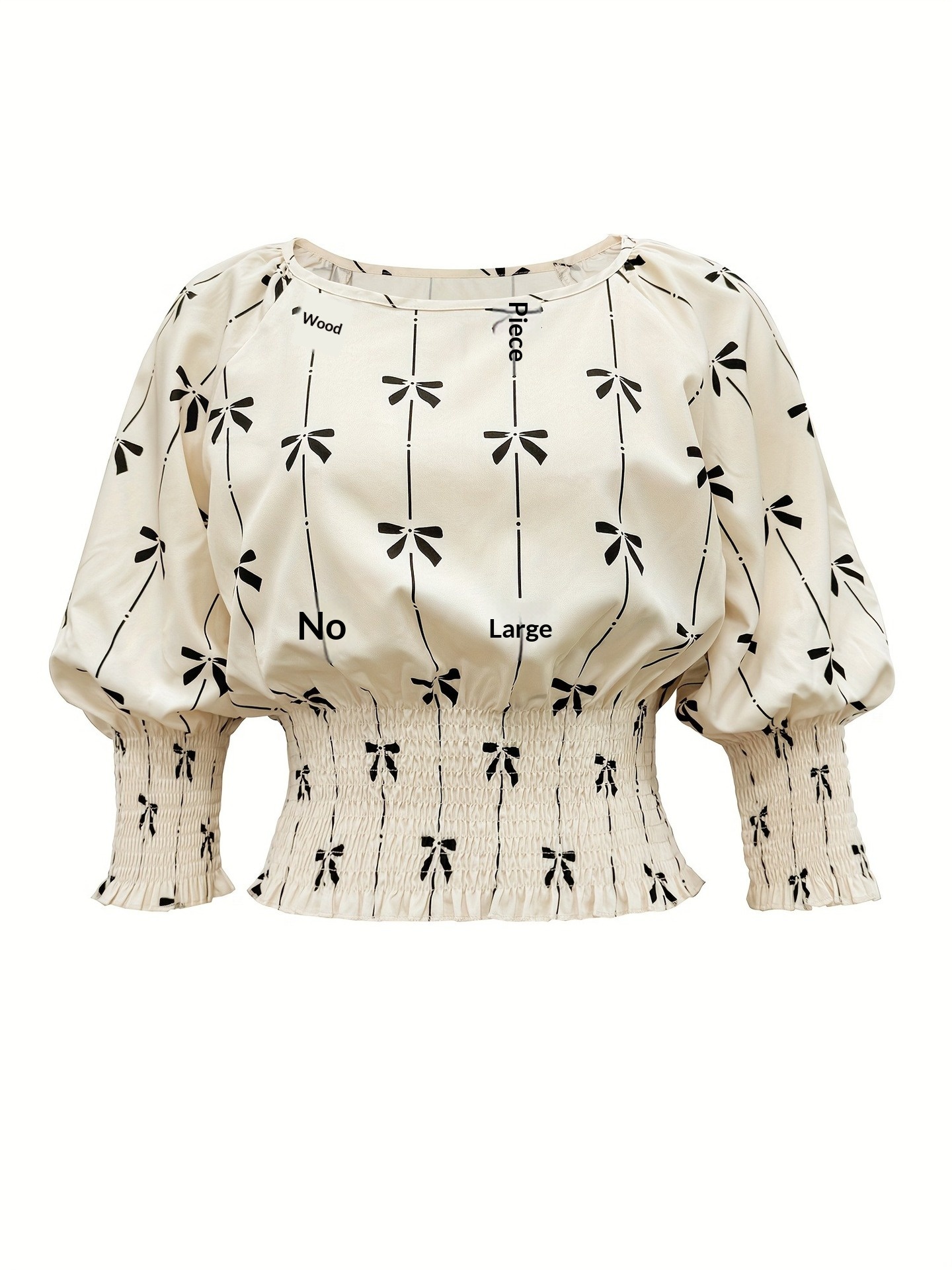 Damen Bluse Mit Print Geraffter Taille Und Laternenärmeln_voghion.com