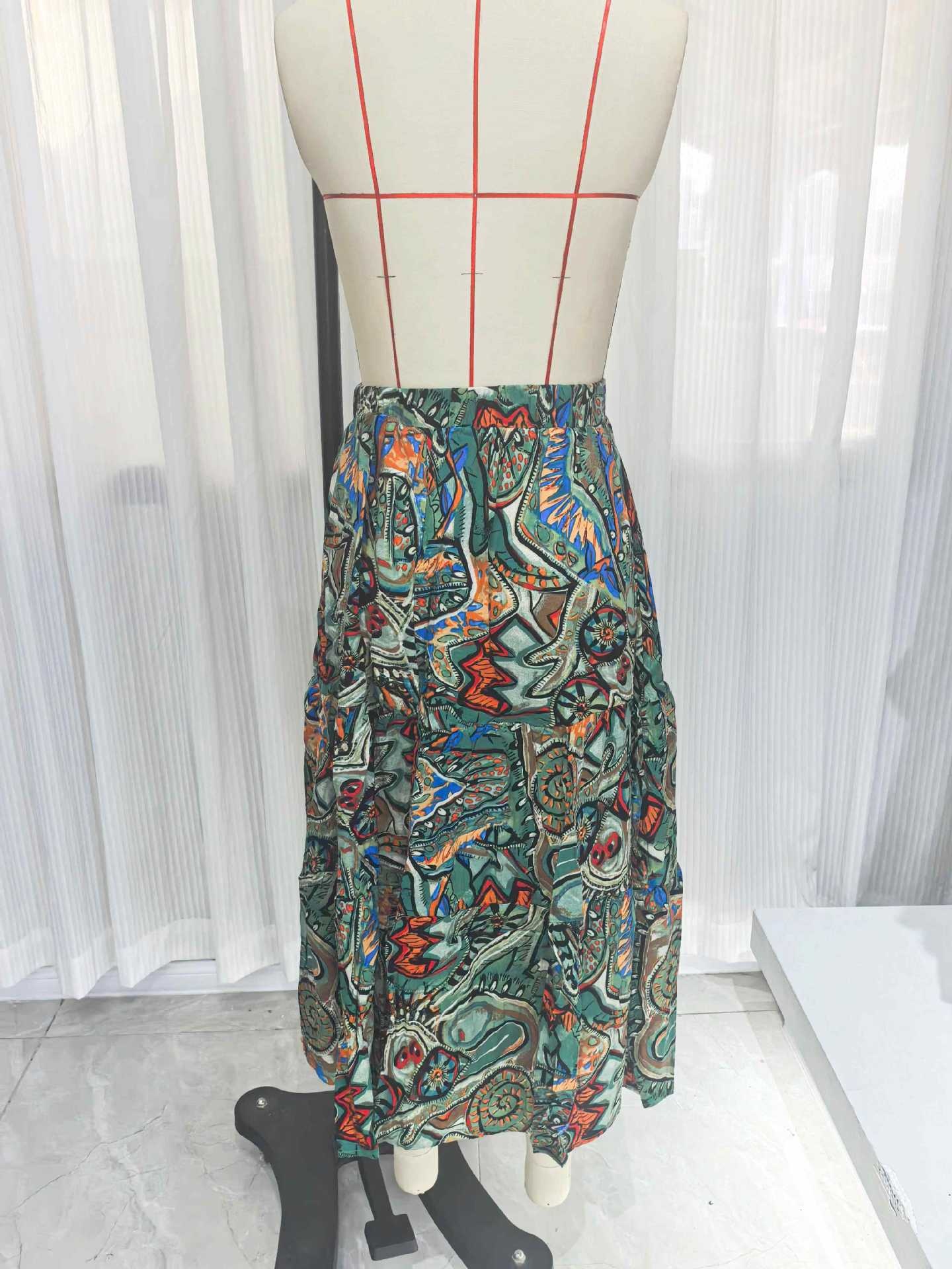 European And American Fashion Foreign Trade, Casual Spring-summer Stylish Women's Blue Floral Print Ruffled A-line_voghion.com