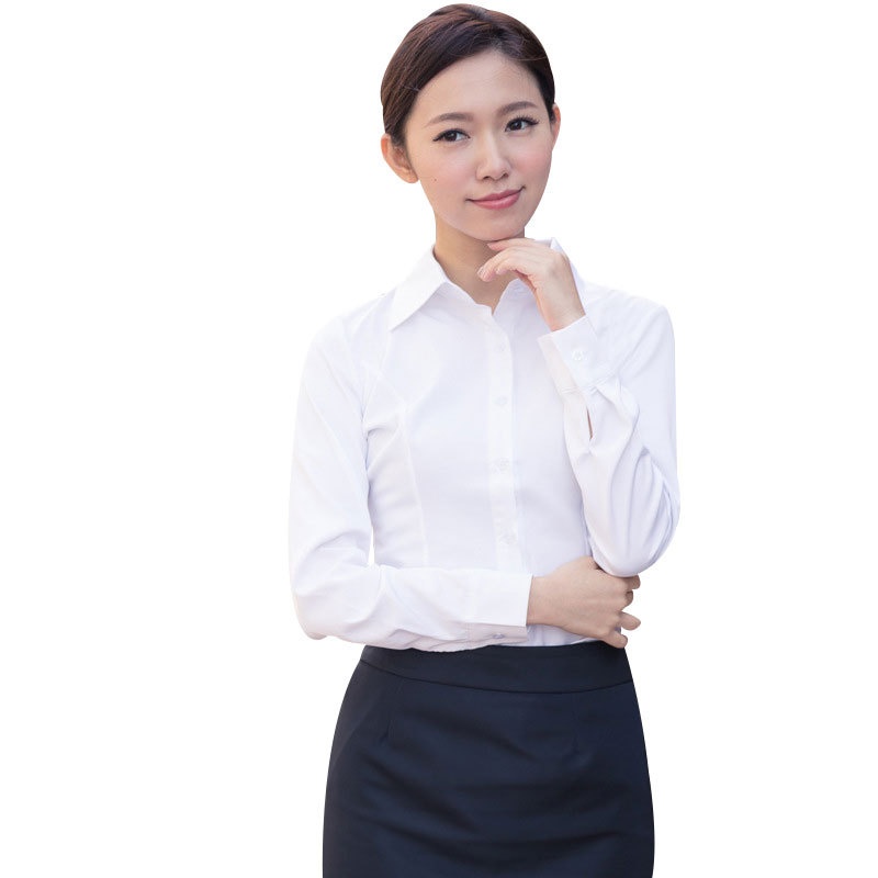 Camicia bianca in stile coreano primavera/autunno 2026, maniche lunghe, vestibilità slim, abbigliamento professionale per studenti, taglie forti_voghion.com