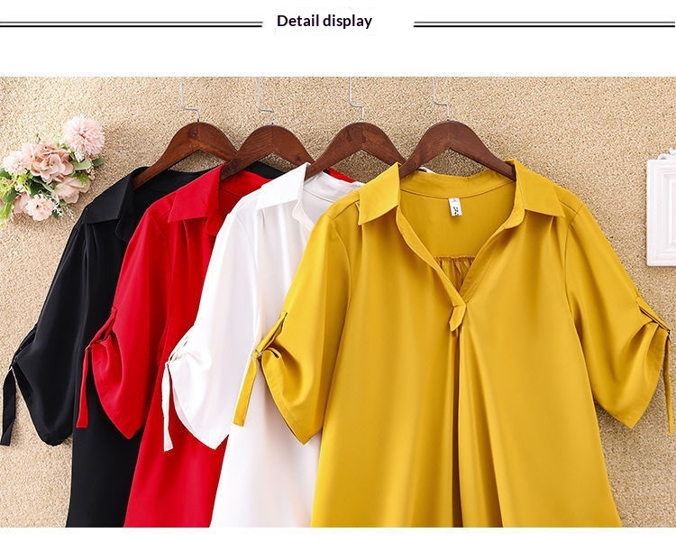 Elegant Women's Chiffon Blouse Mid-length Summer Loose Top_voghion.com
