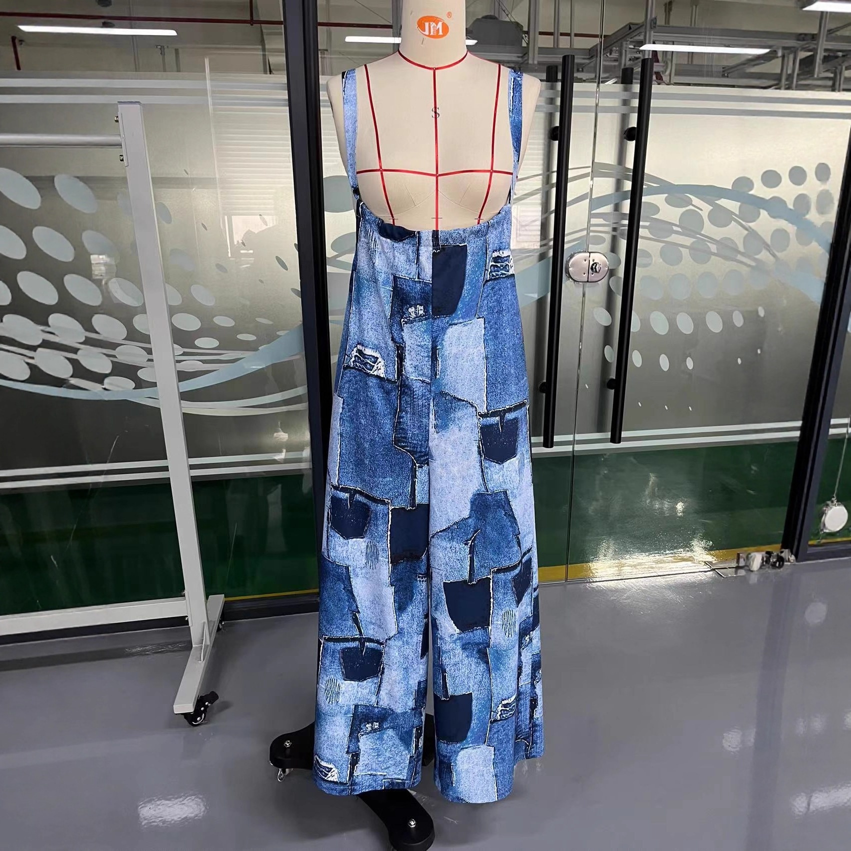 European And American Women's Fashion Cross-border Foreign Trade Irregular Patchwork Printed Wide-leg Lantern Pants_voghion.com