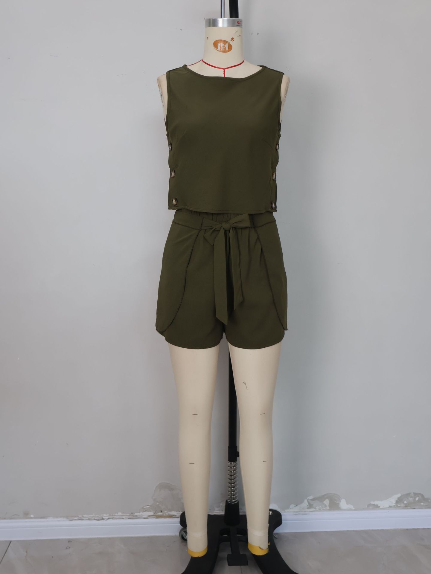 Women's Shorts Two-piece Set With Ruffles And Bow Decoration_voghion.com