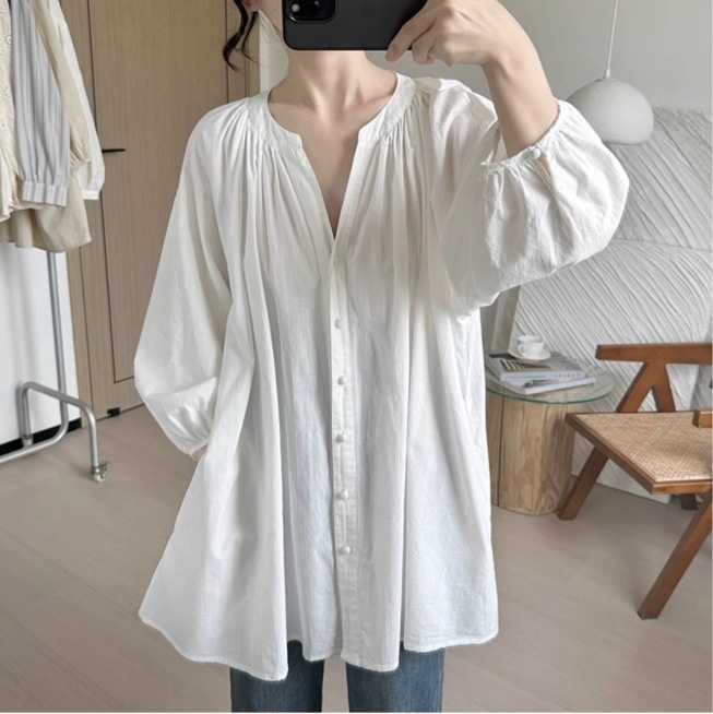 Damen Bluse Mit V-ausschnitt Und Laternenärmeln Im Retro Stil_voghion.com