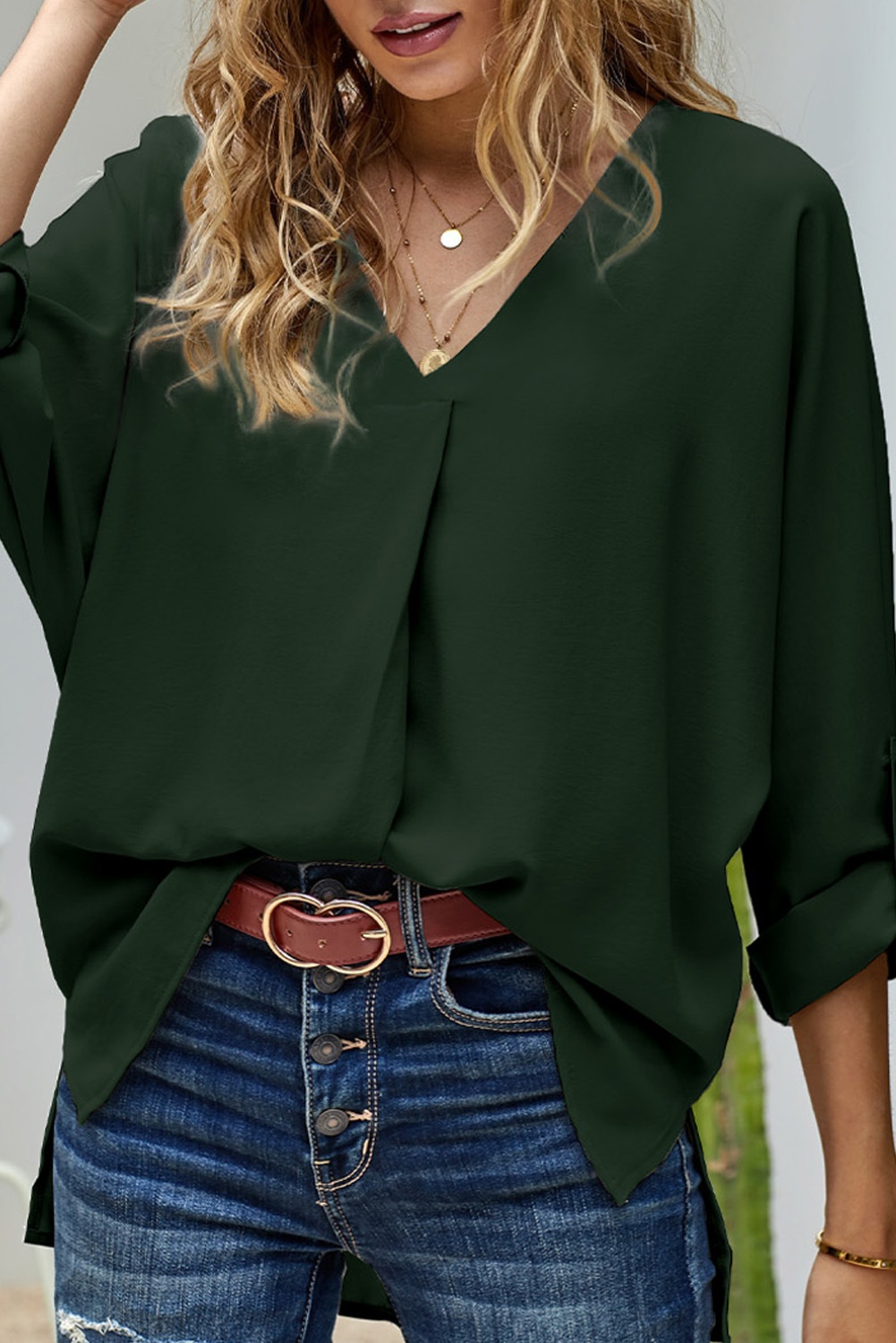 Women's V-neck Chiffon Blouse For Summer Plus Size Elegant Style_voghion.com