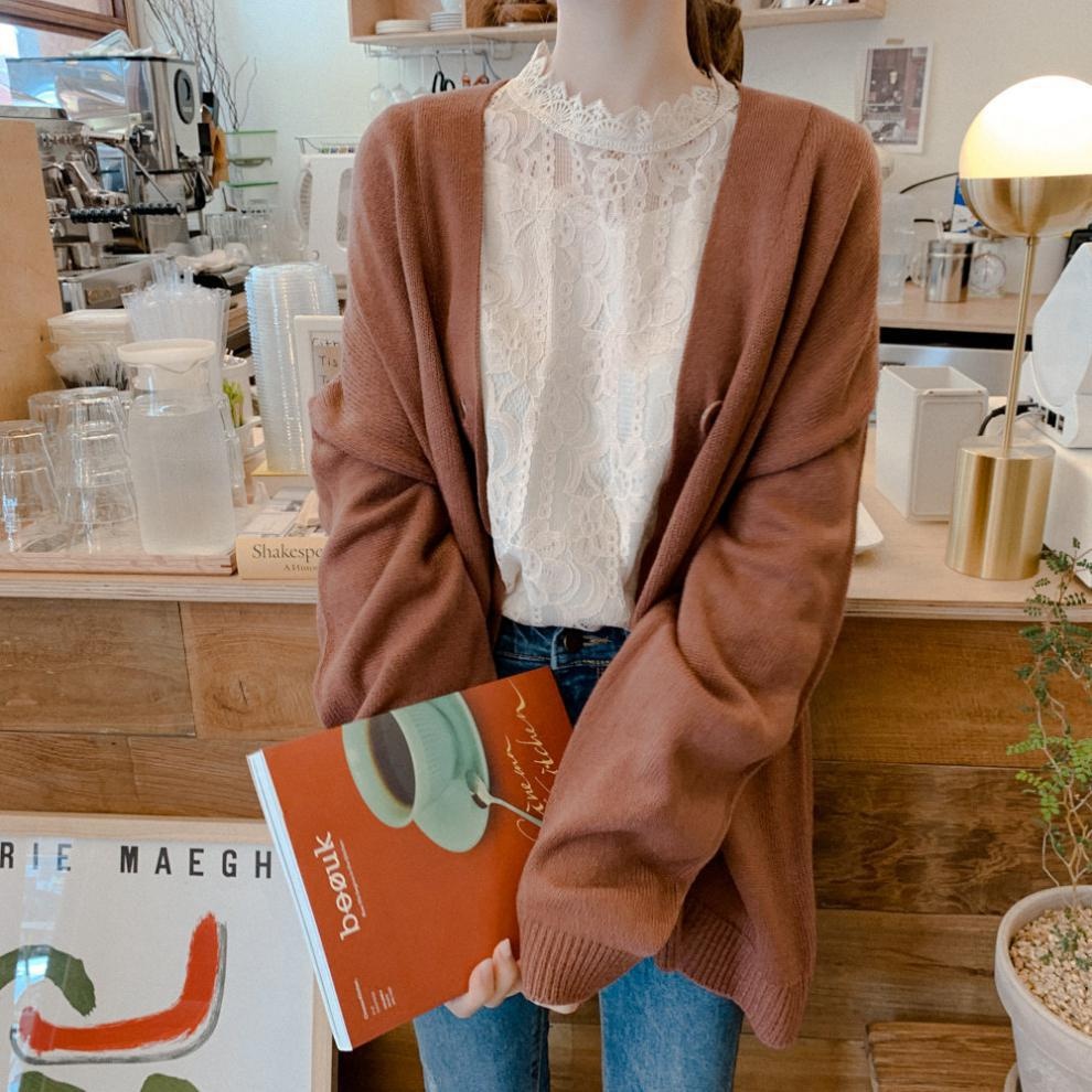White Lace Blouse With Lantern Sleeves Korean Style Elegant Top_voghion.com