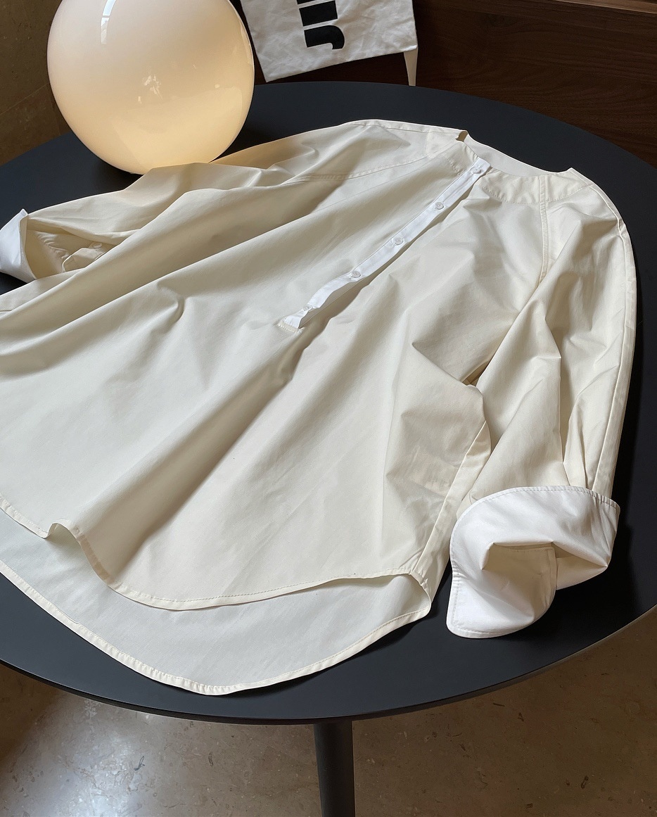 Retro Women's Blouse With Artistic Colour Block Round Neck Top_voghion.com