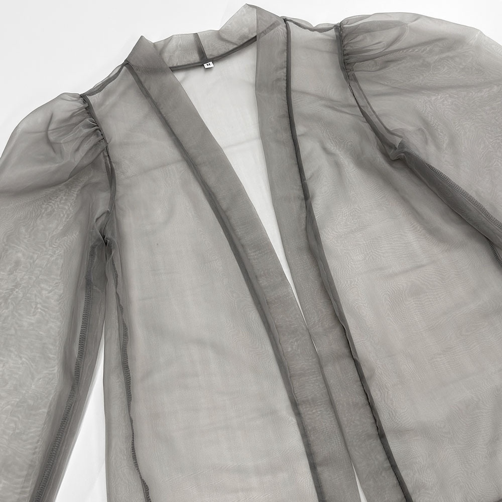 Camicia donna elegante trasparente con maniche a palloncino_voghion.com