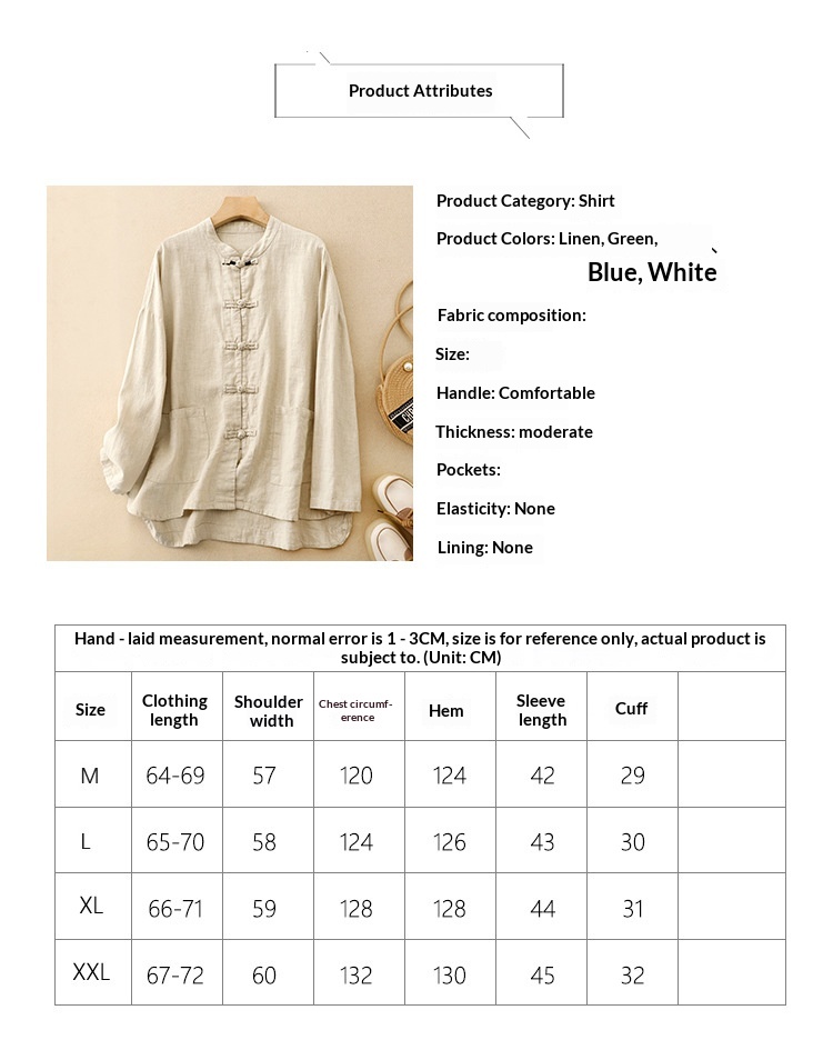Damen Bluse Aus Baumwoll-leinen Im Chinesischen Stil Locker_voghion.com