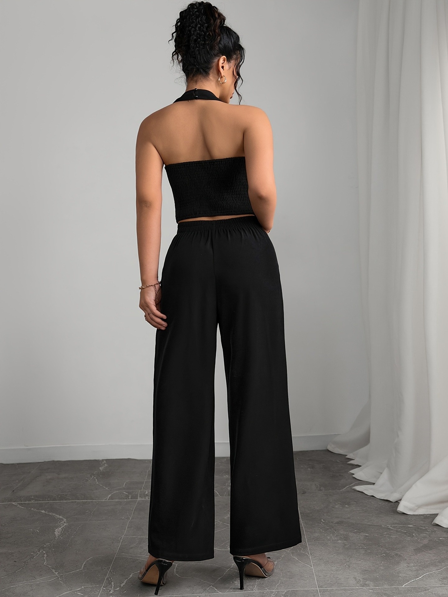 Dam lounge jumpsuit med väst fluga och långbyxor set_voghion.com