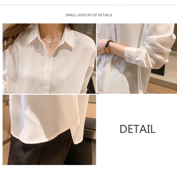 Women's Loose Chiffon Blouse Long Sleeve Casual Elegant Shirt_voghion.com