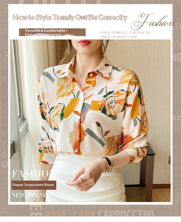 Camicetta elegante da donna a maniche lunghe con fantasia_voghion.com