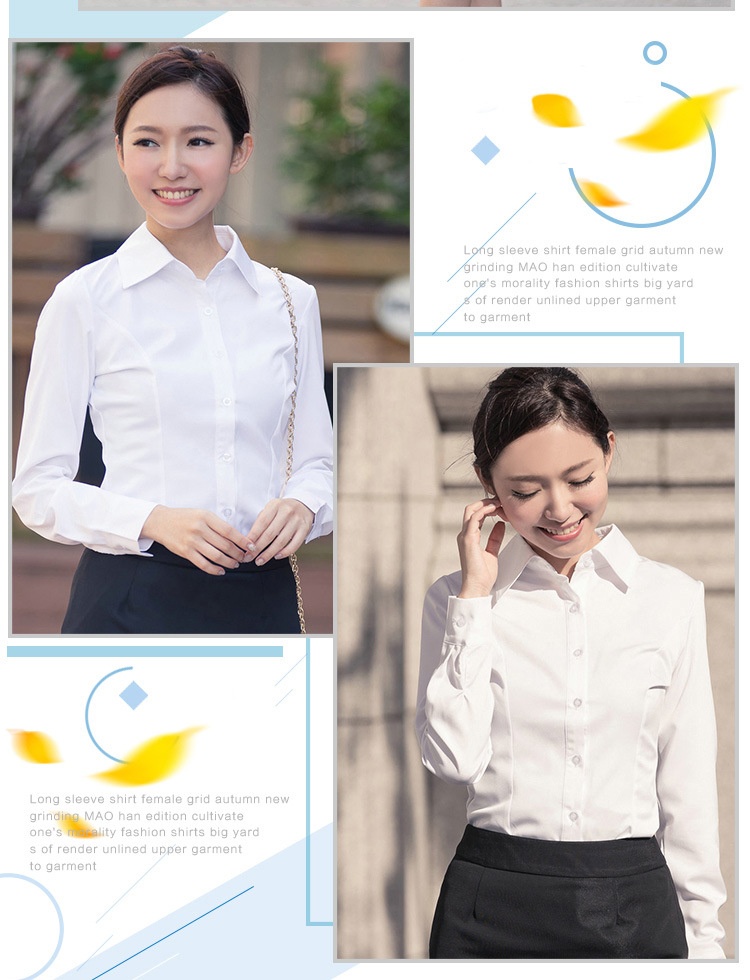 Camicia bianca donna slim fit maniche lunghe stile coreano_voghion.com