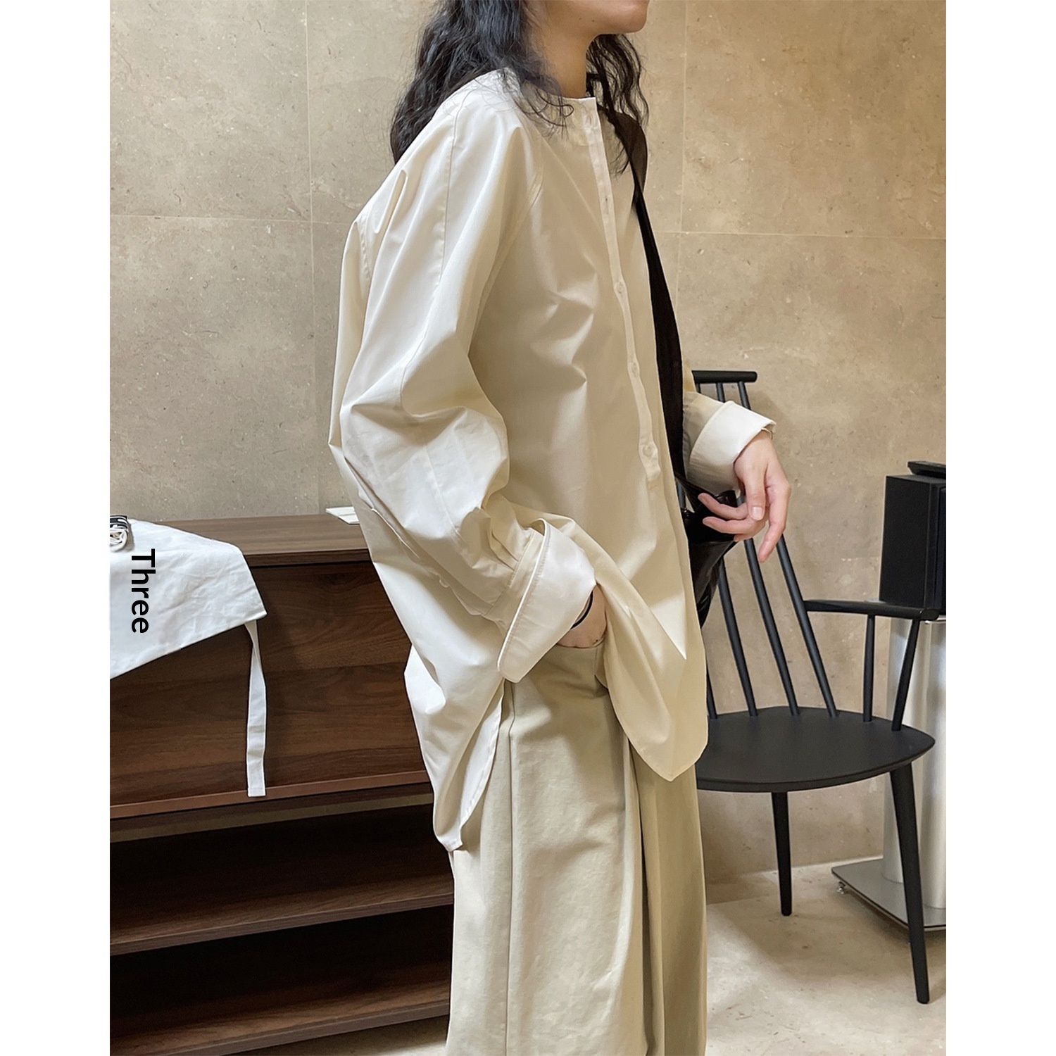 Spring Summer New Retro Artistic Color Block Design Round Neck Raglan Sleeve Shirt Loose Slimming Casual Top For Women_voghion.com
