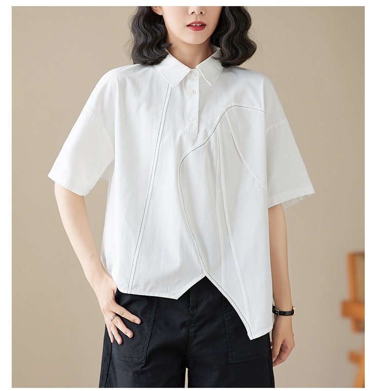 Loose-fitting Irregular Niche Blouse For Women Solid Colour Shirt_voghion.com
