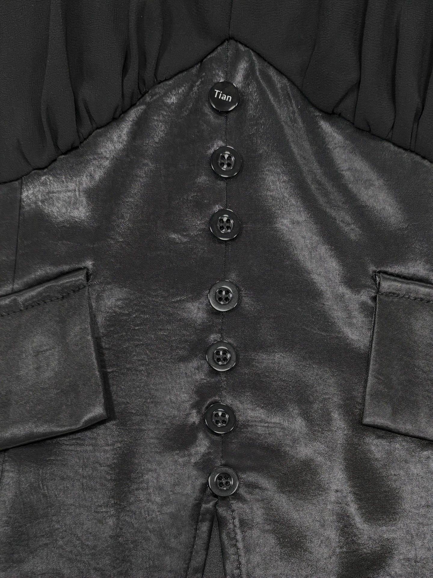 Women's Satin Blouse With Chiffon Inserts And V-neck Detail_voghion.com