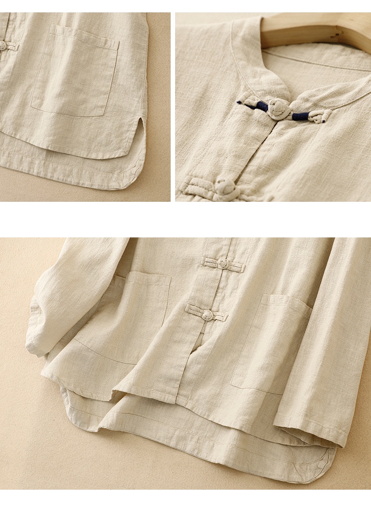 Damen Bluse Aus Baumwoll-leinen Im Chinesischen Stil Locker_voghion.com