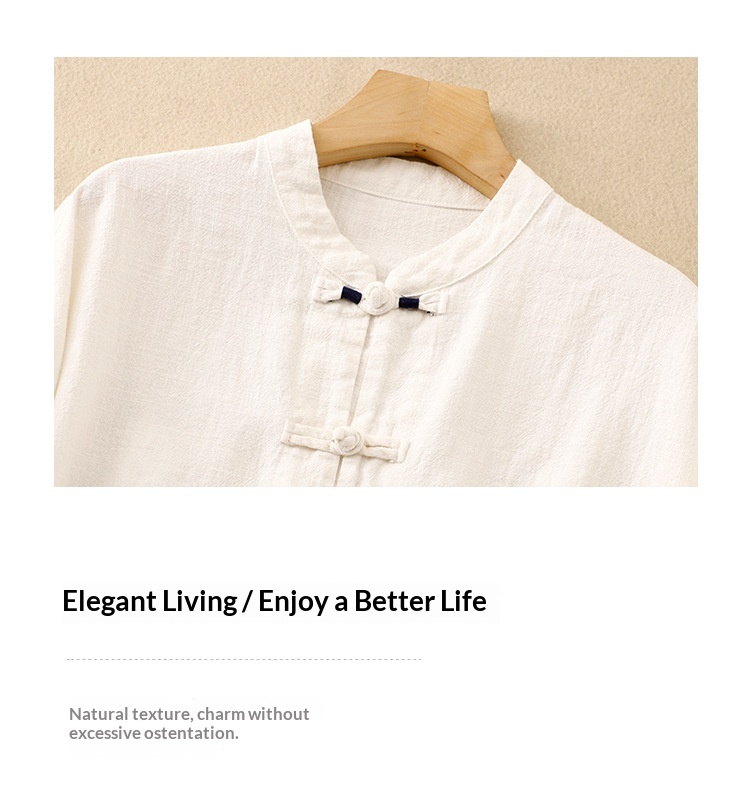 Damen Bluse Aus Baumwoll-leinen Im Chinesischen Stil Locker_voghion.com