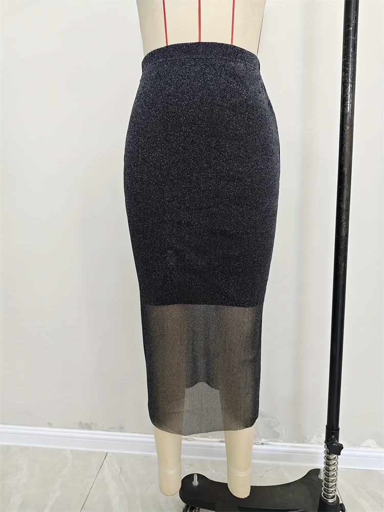 Gonna elegante da donna in maglia oro e argento per feste_voghion.com