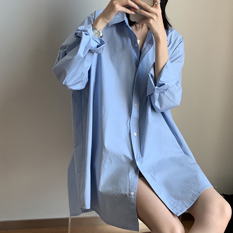 Camicia bianca donna stile boyfriend casual a maniche lunghe_voghion.com