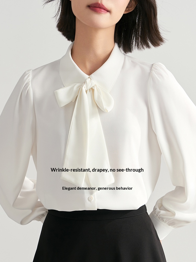 Camicia donna elegante in chiffon con fiocco per colloquio lavoro_voghion.com