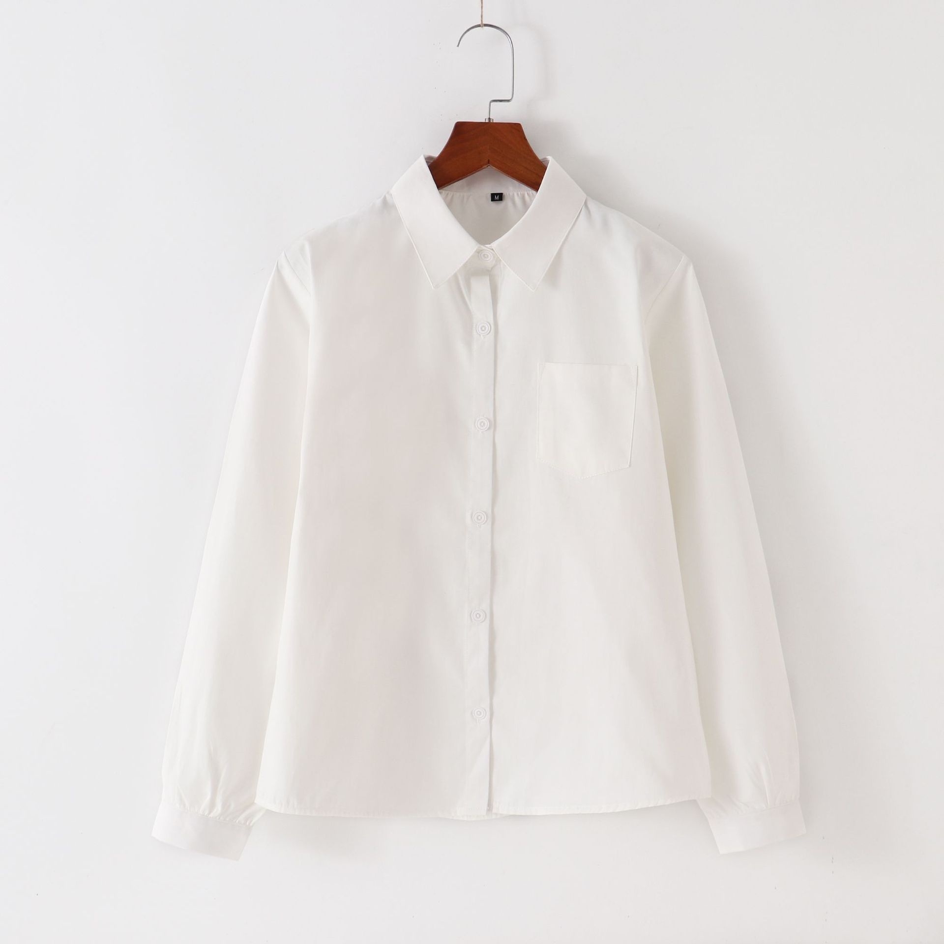 Camicia bianca da uniforme JK giapponese, top da studente, uniforme scolastica in stile giapponese, maniche lunghe, colletto quadrato appuntito, angolo_voghion.com