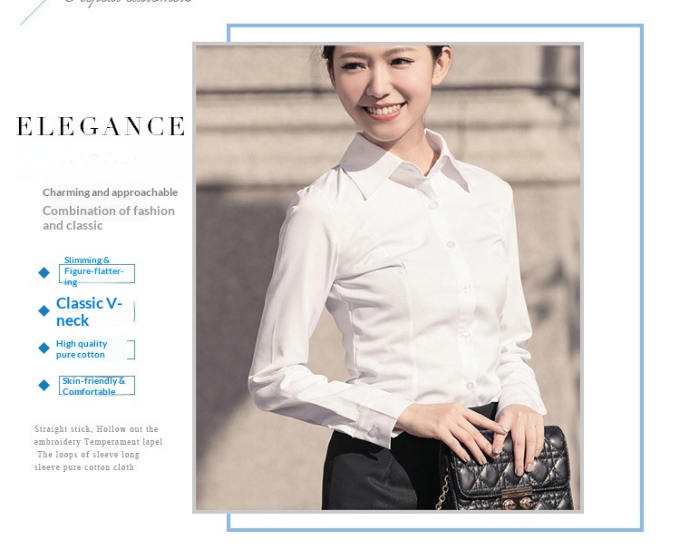 Camicia bianca donna slim fit maniche lunghe stile coreano_voghion.com