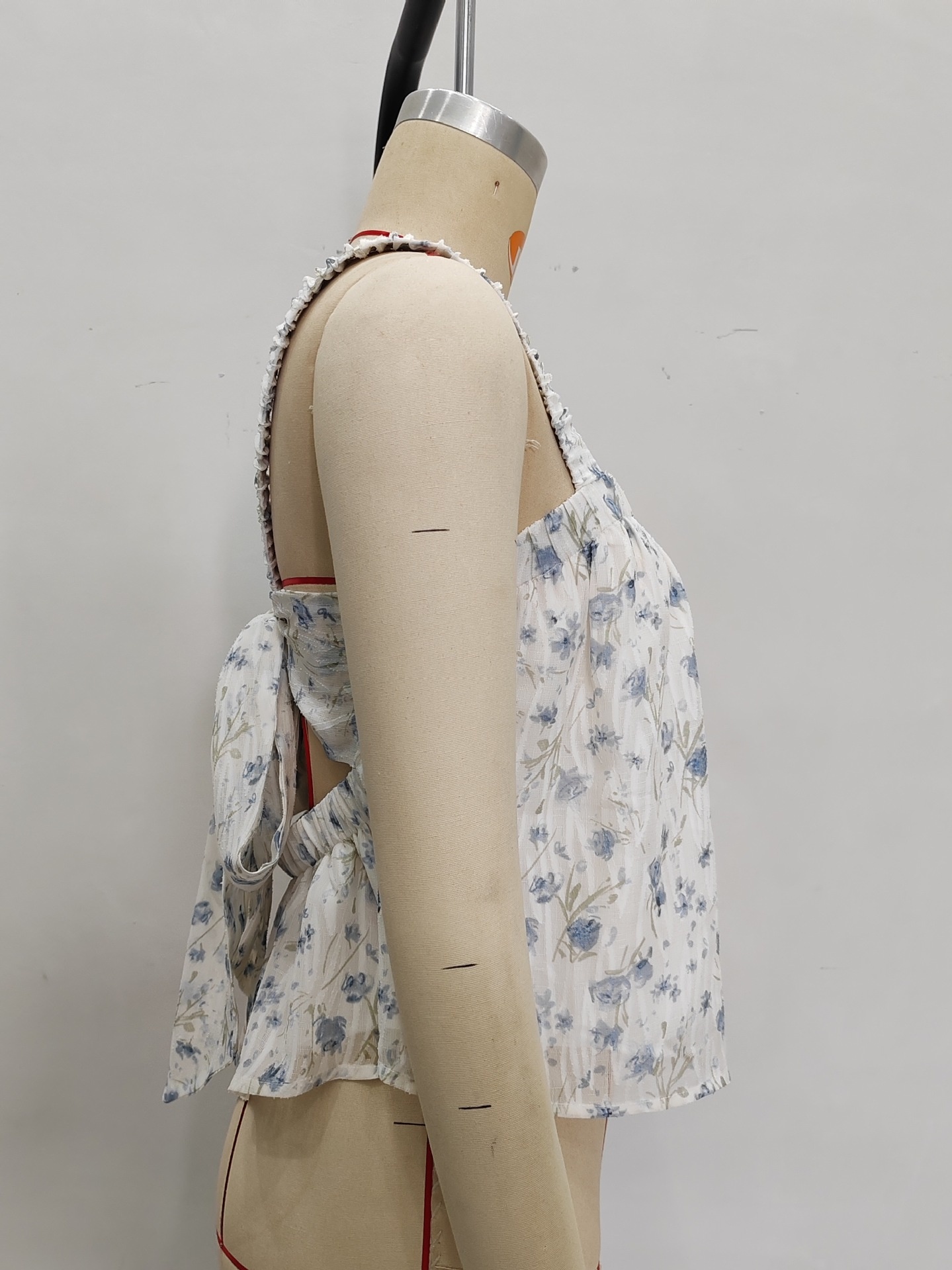 Women's T-shirt With Square Neck And Ruched Back Straps Loose Fit_voghion.com
