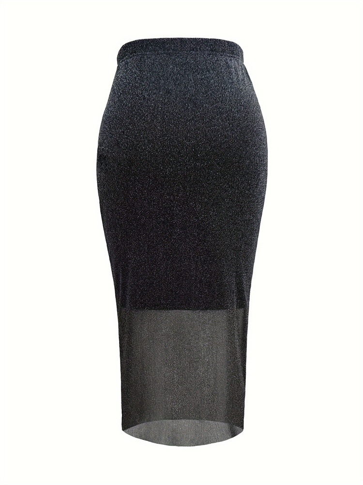 Gonna elegante da donna in maglia oro e argento per feste_voghion.com
