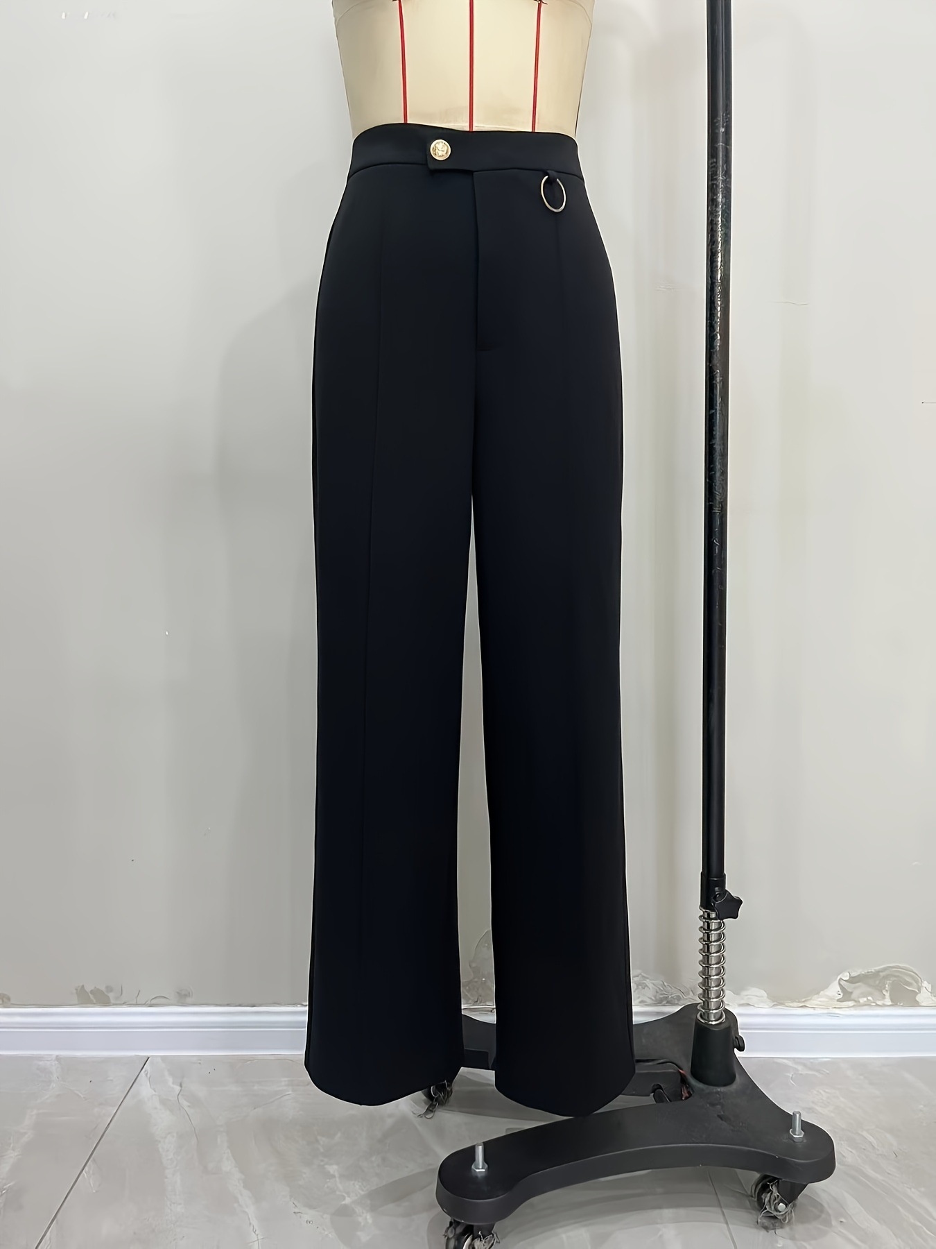 European American Cross-border Women's Trousers, Elegant And Versatile For Commuting, With An Irregular Waist Design,_voghion.com