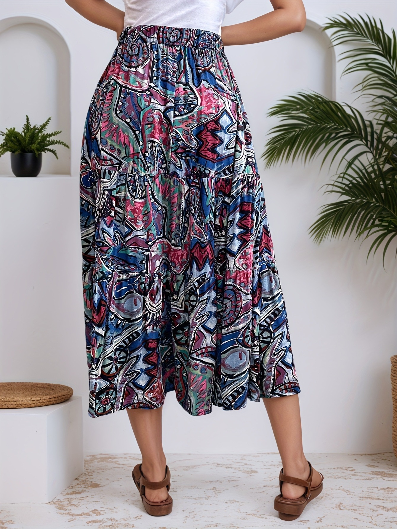 European And American Fashion Foreign Trade, Casual Spring-summer Stylish Women's Blue Floral Print Ruffled A-line_voghion.com