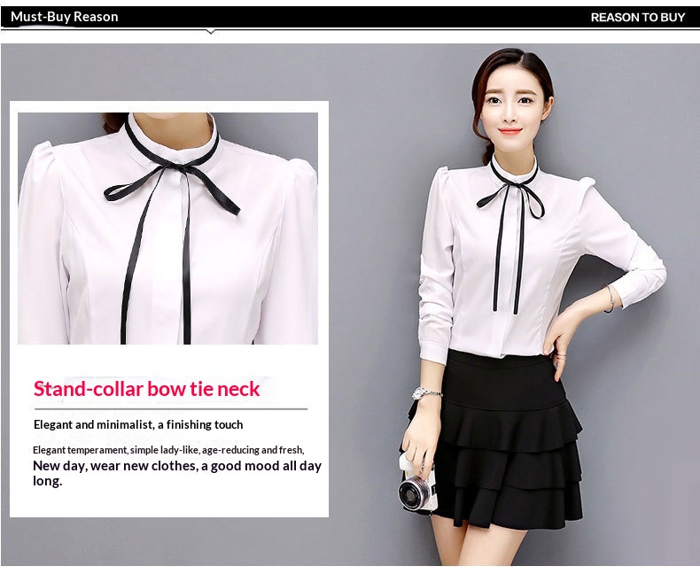 Camicia donna elegante con collo alla coreana e maniche a puffy_voghion.com