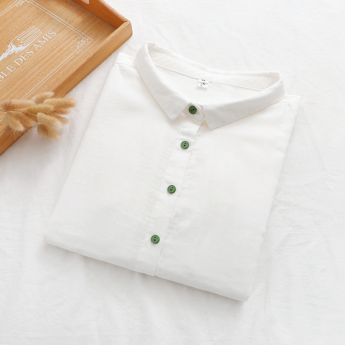 Camicia donna in garza a doppio strato con pizzo sul davanti_voghion.com