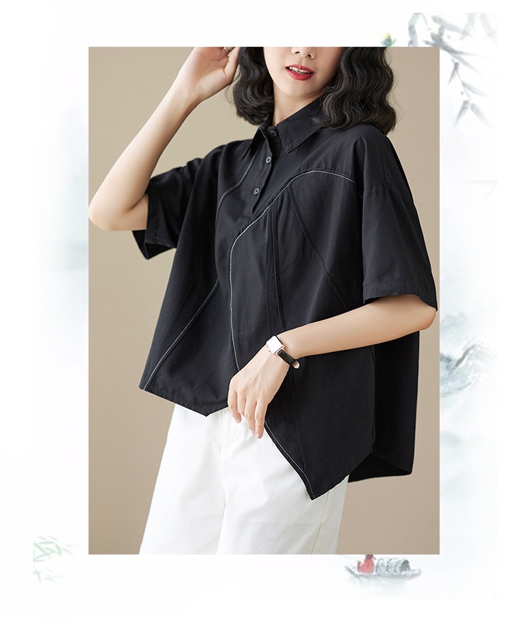 Loose-fitting Irregular Niche Blouse For Women Solid Colour Shirt_voghion.com
