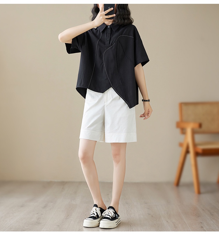 Loose-fitting Irregular Niche Blouse For Women Solid Colour Shirt_voghion.com