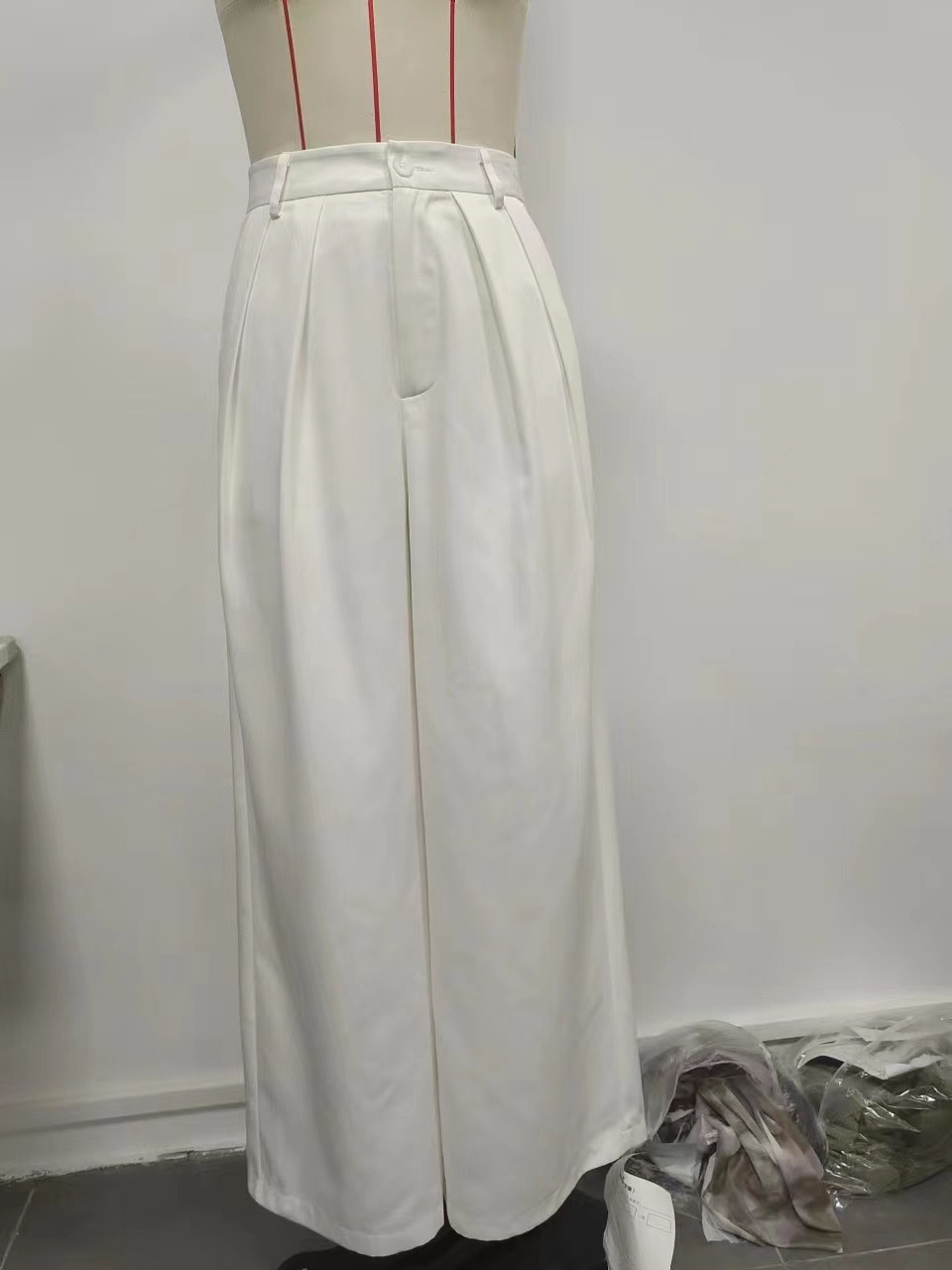 Women's High Waisted Wide Leg Pants Solid Colour Drapey Trousers_voghion.com