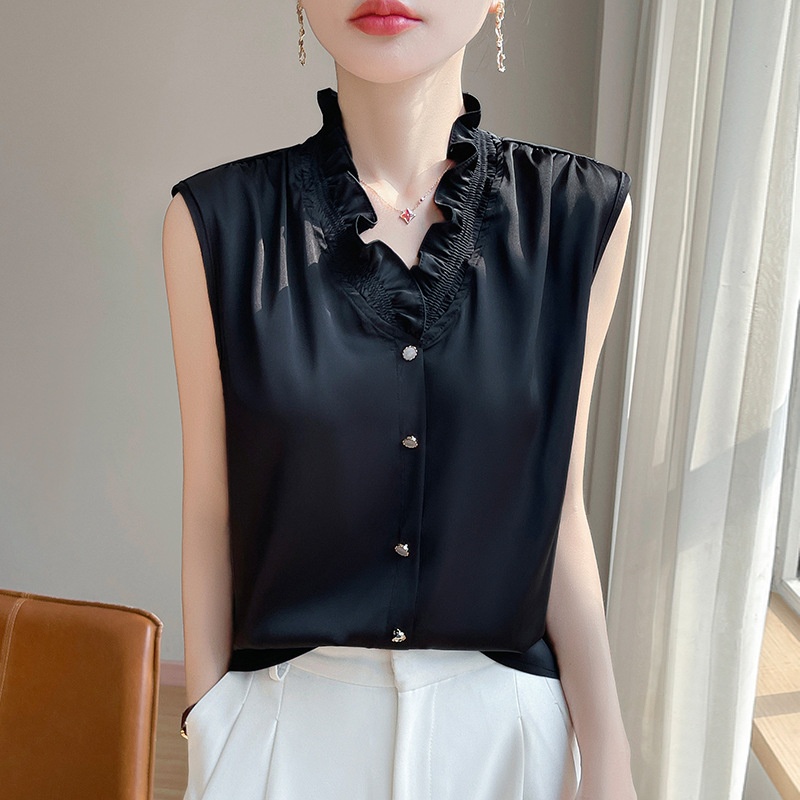 High-Quality Versatile Ruffled Edge Vest Shirt Women's Top Summer New Fashion Trend Elegant_voghion.com