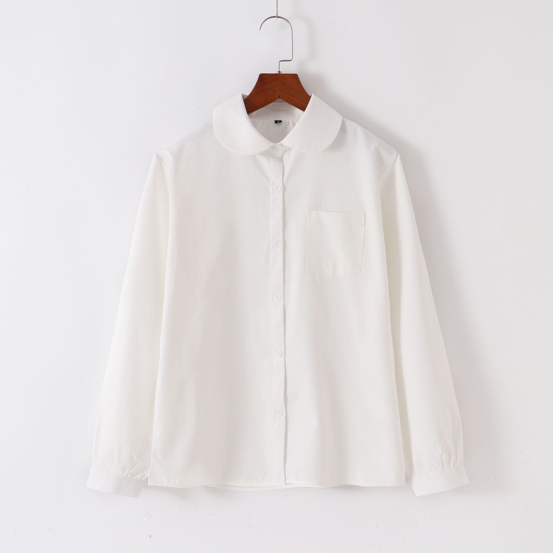 Camicia bianca da uniforme JK giapponese, top da studente, uniforme scolastica in stile giapponese, maniche lunghe, colletto quadrato appuntito, angolo_voghion.com