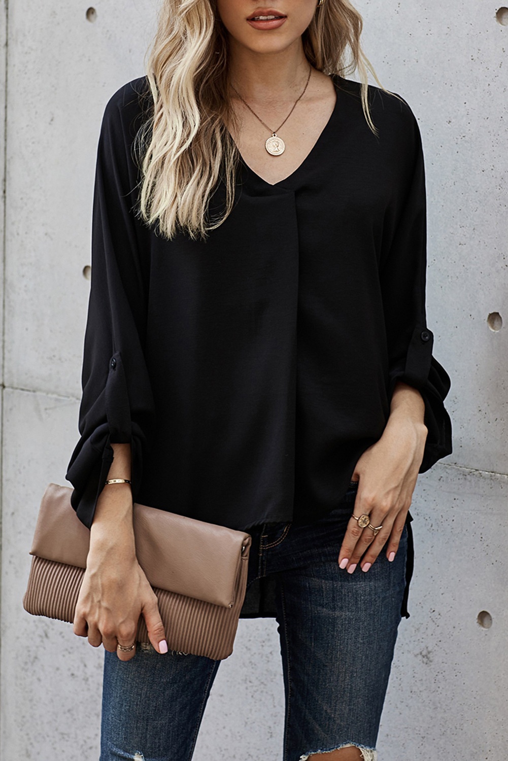 Women's V-neck Chiffon Blouse For Summer Plus Size Elegant Style_voghion.com