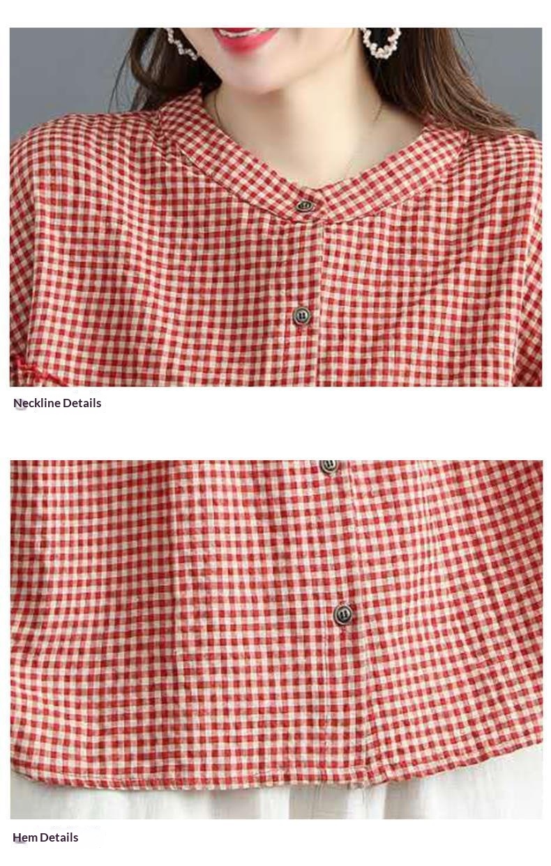 Blusa mujer estilo coreano efecto lino manga tres cuartos_voghion.com