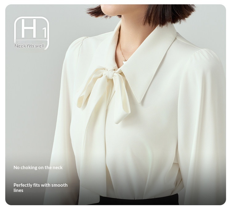 Camicia donna elegante in chiffon con fiocco per colloquio lavoro_voghion.com