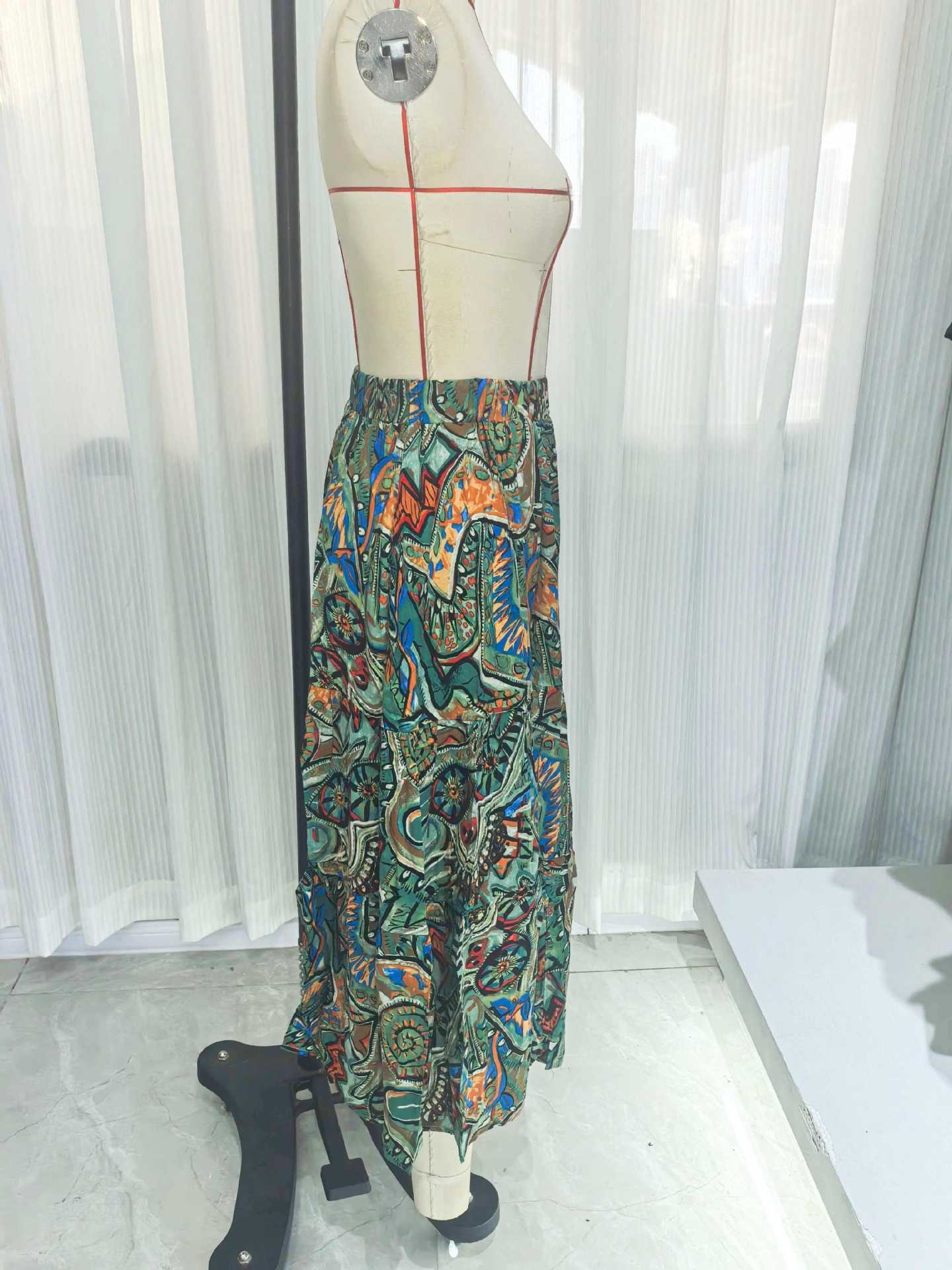 European And American Fashion Foreign Trade, Casual Spring-summer Stylish Women's Blue Floral Print Ruffled A-line_voghion.com