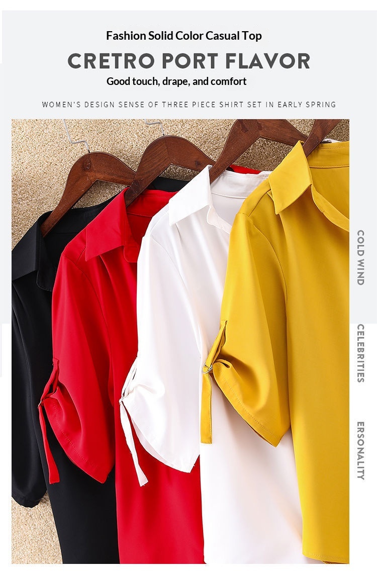 Elegant Women's Chiffon Blouse Mid-length Summer Loose Top_voghion.com