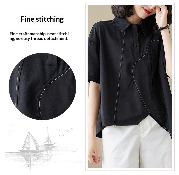 Loose-fitting Irregular Niche Blouse For Women Solid Colour Shirt_voghion.com