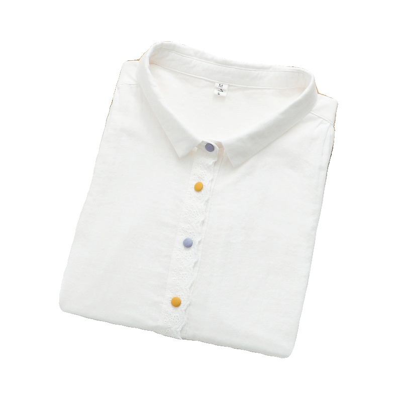 Camicia donna in garza a doppio strato con pizzo sul davanti_voghion.com