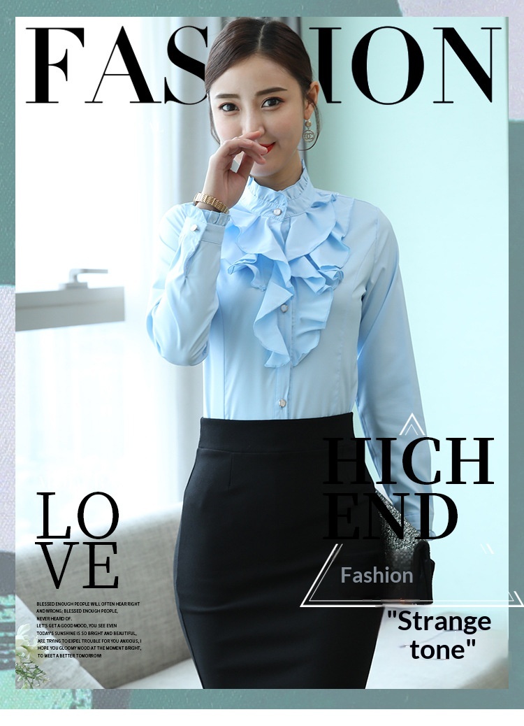 Elegante camicetta donna in pizzo con colletto a collo alto_voghion.com