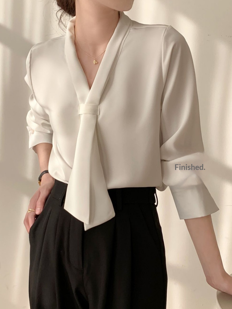 Camicia donna in chiffon stile coreano blusa elegante manica lunga_voghion.com