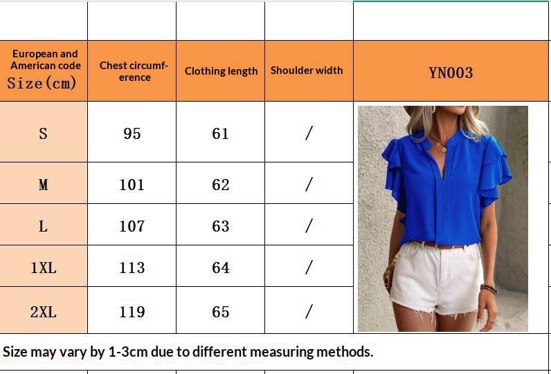 Women's V-neck Blouse With Ruffle Sleeves Summer Casual Style_voghion.com