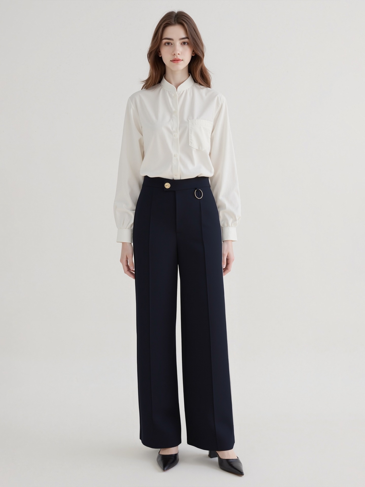 European American Cross-border Women's Trousers, Elegant And Versatile For Commuting, With An Irregular Waist Design,_voghion.com