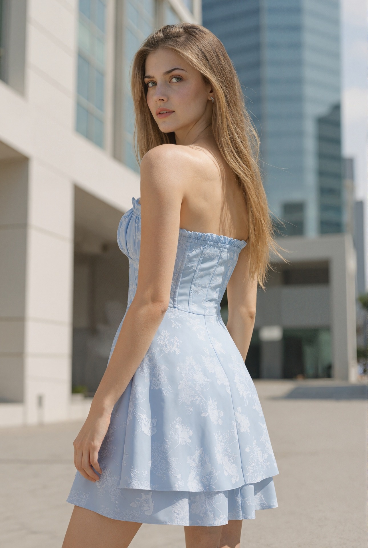 Robe princesse bustier froncée de style européen et américain, élégante et tendance en satin pour l'été._voghion.com