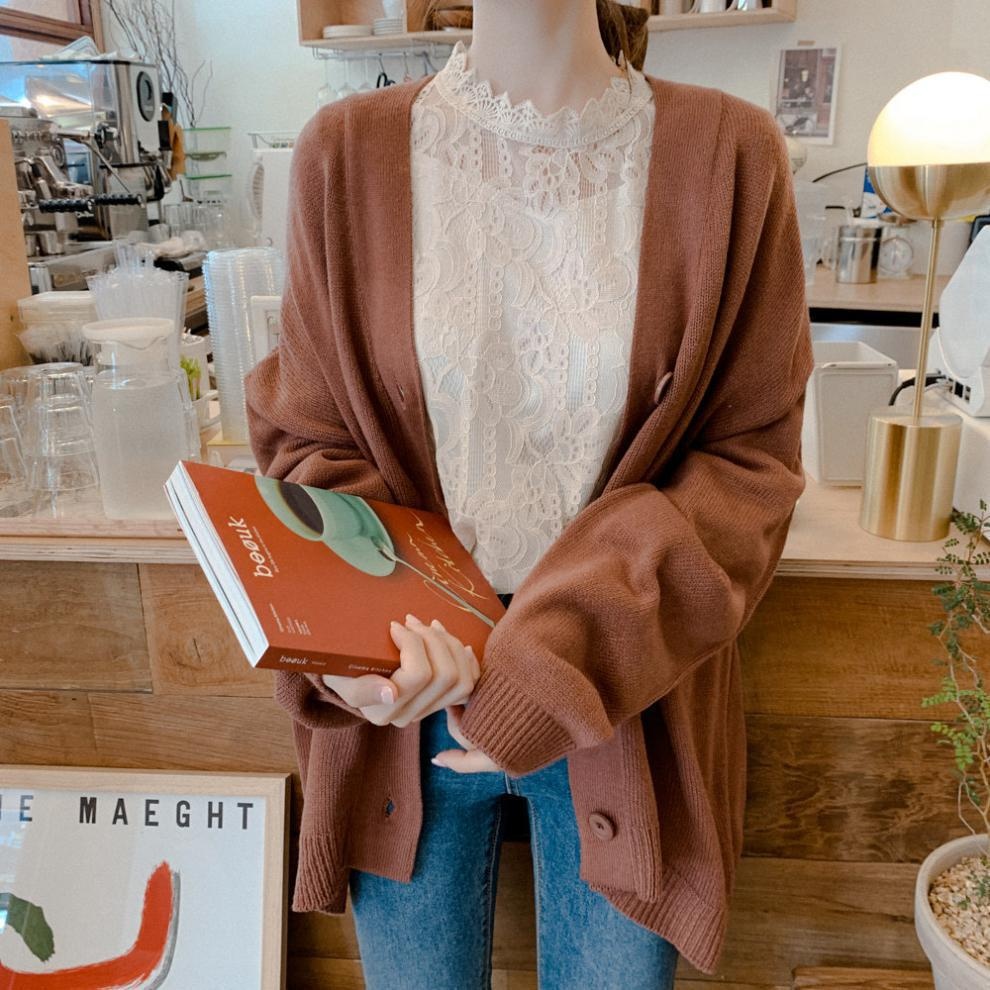 White Lace Blouse With Lantern Sleeves Korean Style Elegant Top_voghion.com